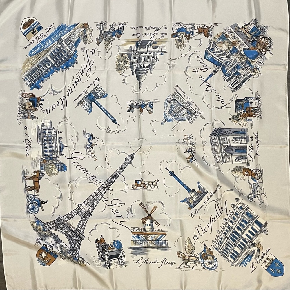 Rare Vintage Paris Souvenir Scarf Unworn Near Mint Condition 31 In - Picture 2 of 10